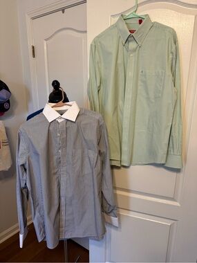 Izod Men's Light Green Button-Down Dress Shirt and Year In Year Out